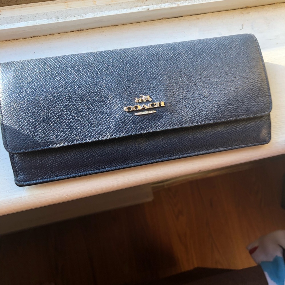 Coach leather blue wallet snake leather